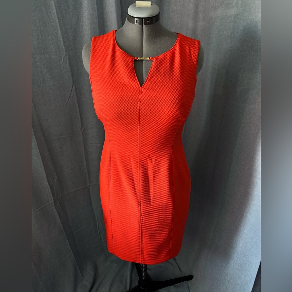 Tahari Vibrant Orange Shift Dress